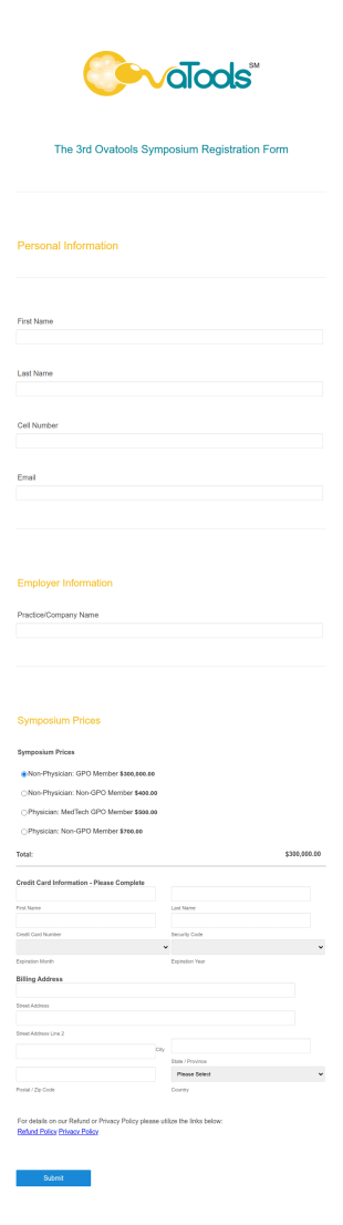 Symposium Registration Form Template