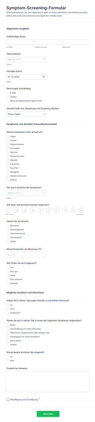 Symptom Check Formular