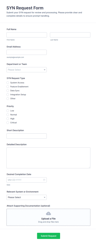 SYN Request Form Template