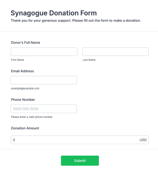 Synagogue Donation Form Template