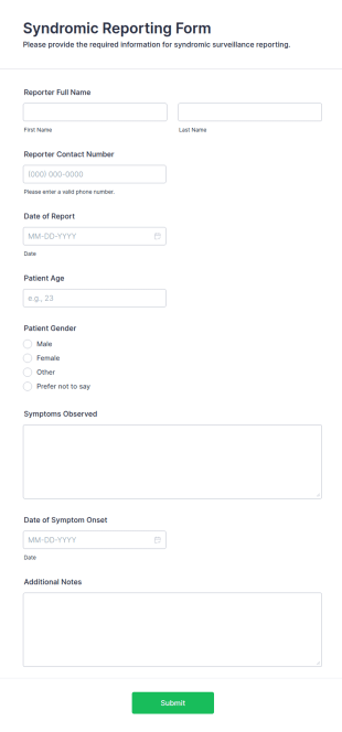 Syndromic Reporting Form Template