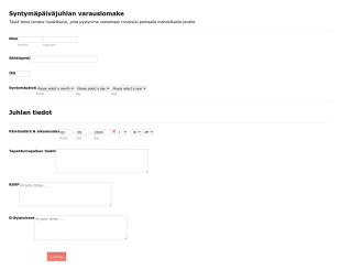 Syntymäpäiväjuhla Lomake Form Template