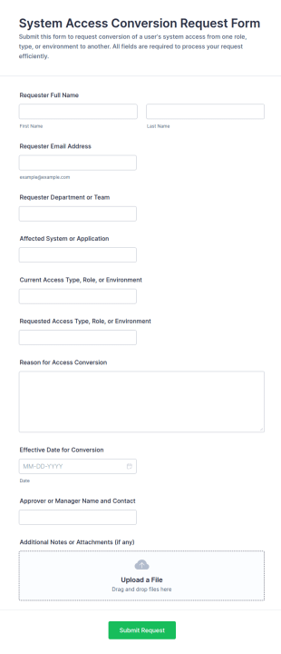 System Access Conversion Request Form Template