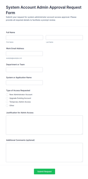System Account Admin Approval Request Form Template