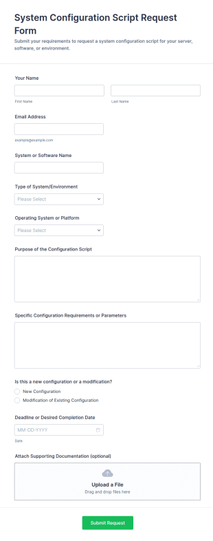 System Configuration Script Request Form Template