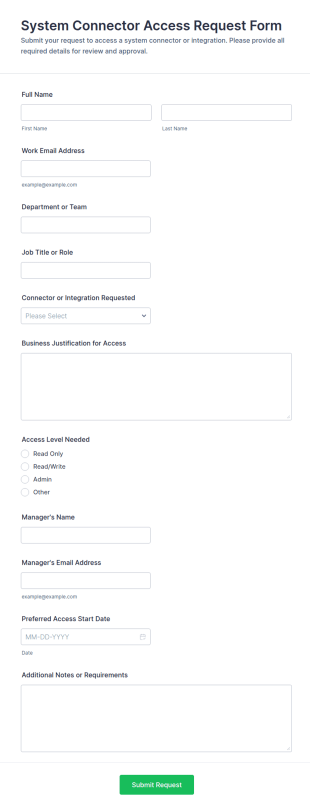 System Connector Access Request Form Template