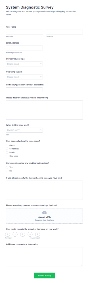 System Diagnostic Survey Form Template