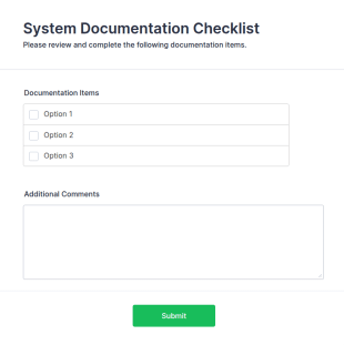 System Documentation Checklist Form Template