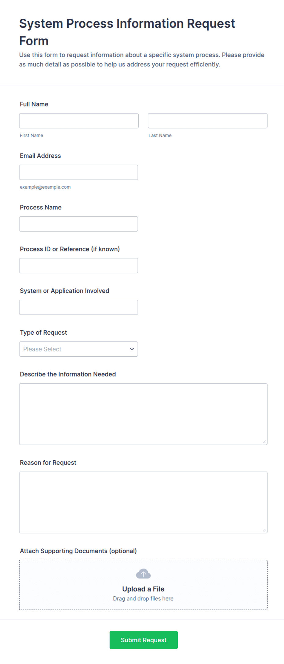 System Process Information Request Form Template | Jotform