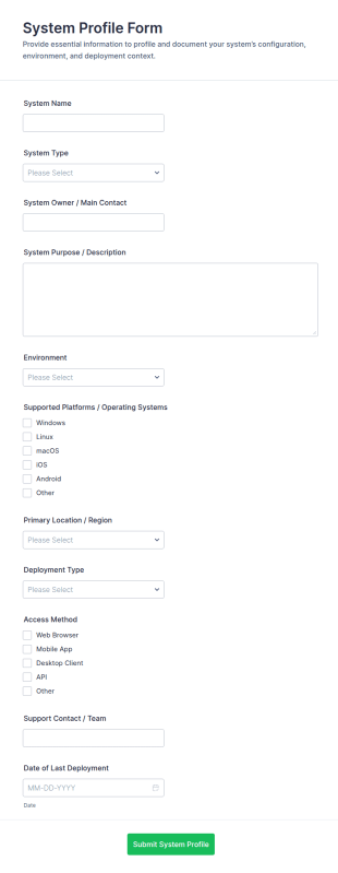 System Profile Form Template