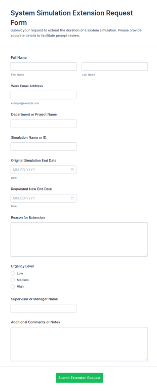 System Simulation Extension Request Form Template