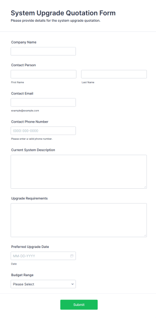 System Upgrade Quotation Form Template