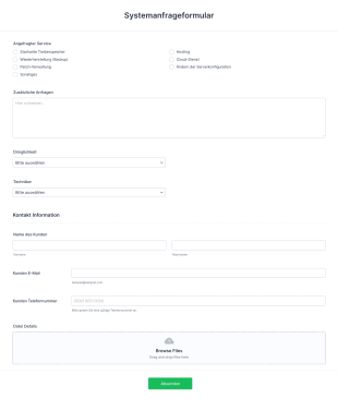 Systemanfrageformular Form Template