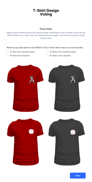 T Shirt Design Voting Form Template