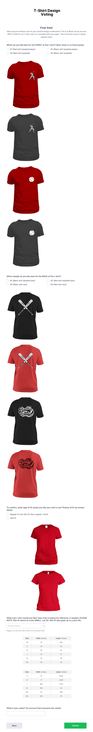 T Shirt Design Voting Form Template