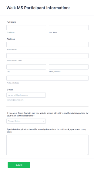 T Shirt Drop Off Sign Up Form Template
