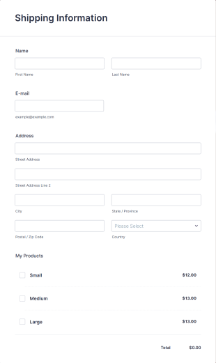 T Shirt Order Form With 2Checkout