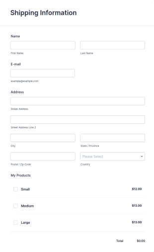 T Shirt Order Form With 2Checkout