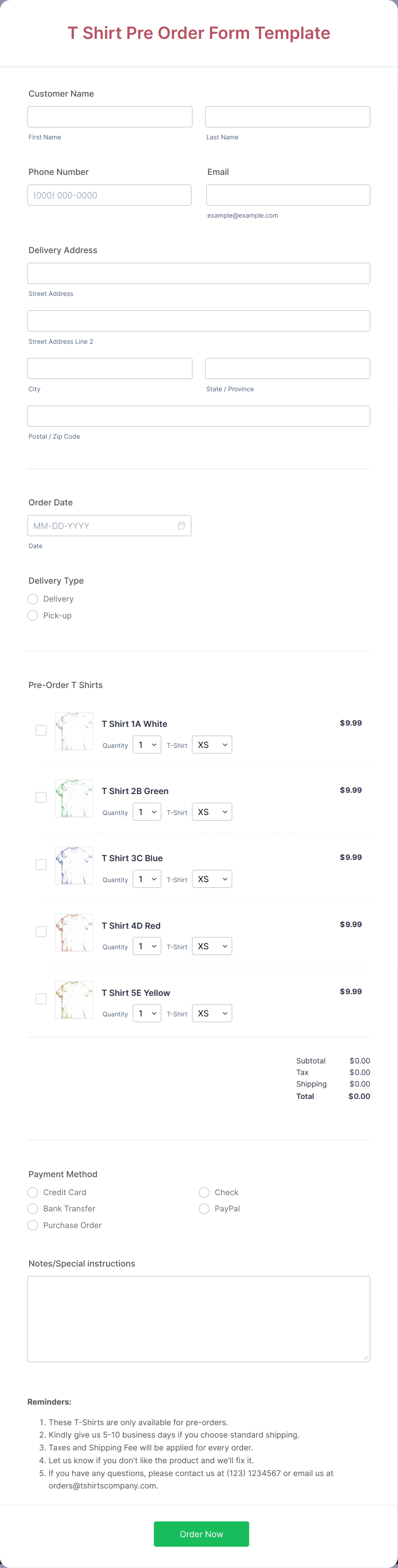 Create Free T-Shirt Order Forms - T-Shirt Order Form Templates | Jotform create-free-t-shirt-order-forms-t-shirt-order-form-templates-jotform