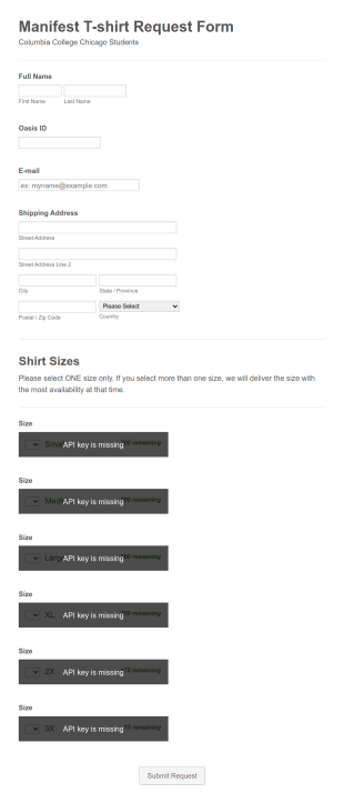 T Shirt Request Form Template