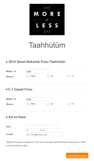 Taahhüt Form Şablonu