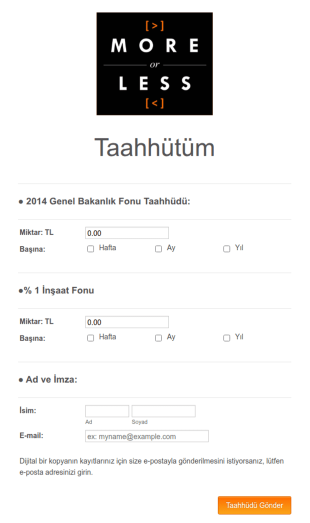 Taahhüt Form Şablonu