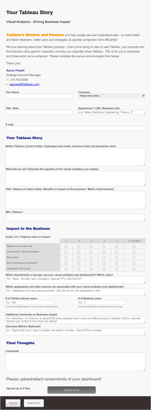 Tableau Customer Survey Form Template