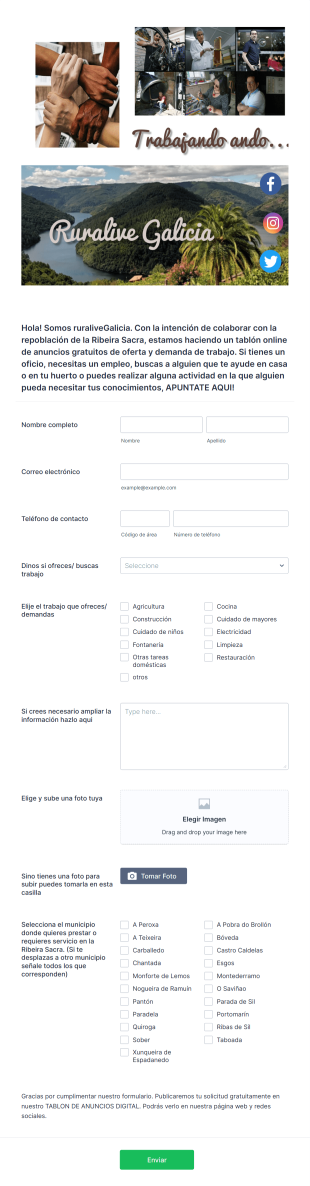 Tablon De Anuncios Form Template