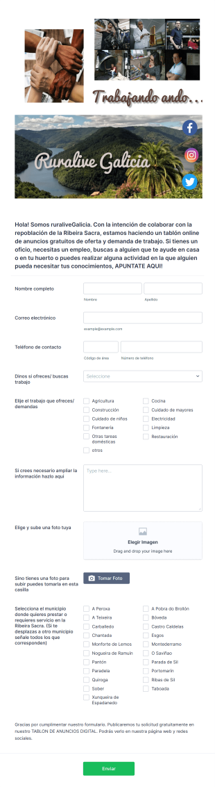 Tablon De Anuncios Form Template