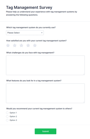 Tag Management Survey Form Template