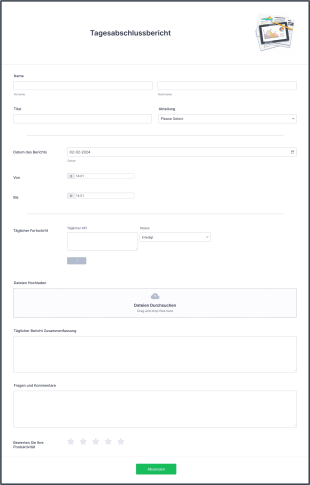 Tagesabschlussbericht Form Template