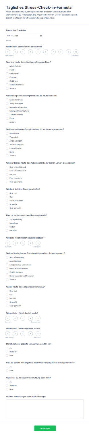 Tägliche Stress Check In Umfrage