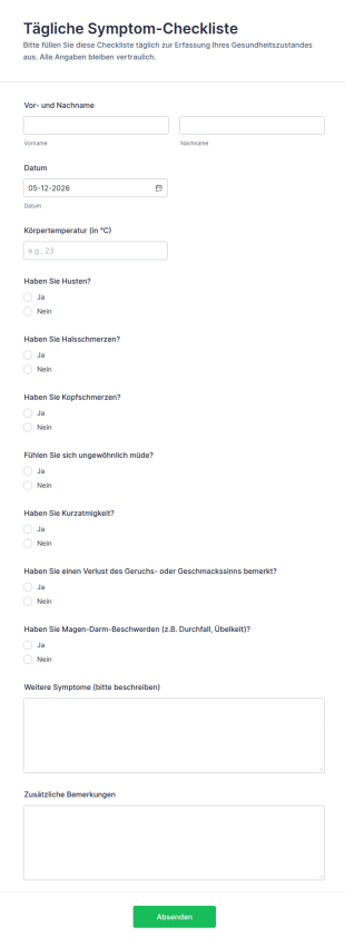 Tägliche Symptom Checkliste
