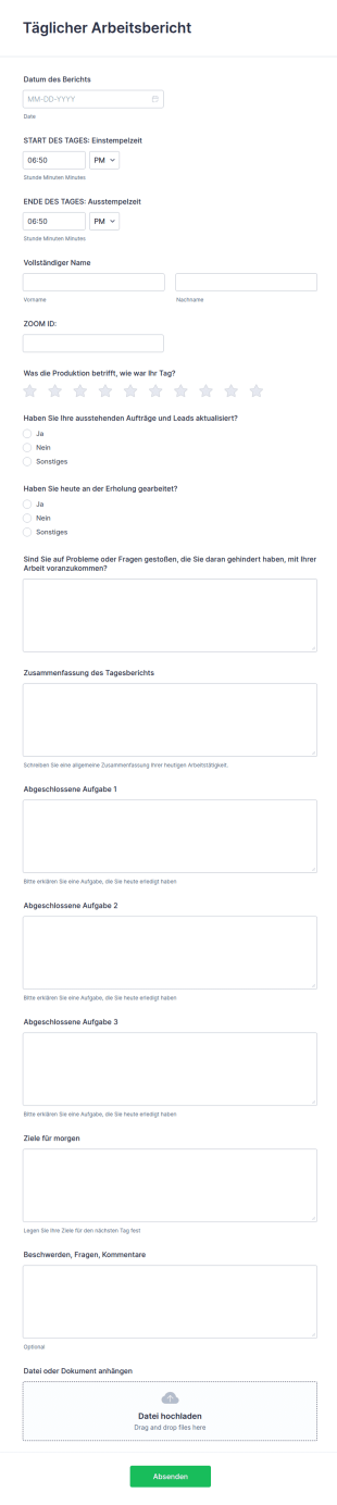 Täglicher Arbeitsbericht