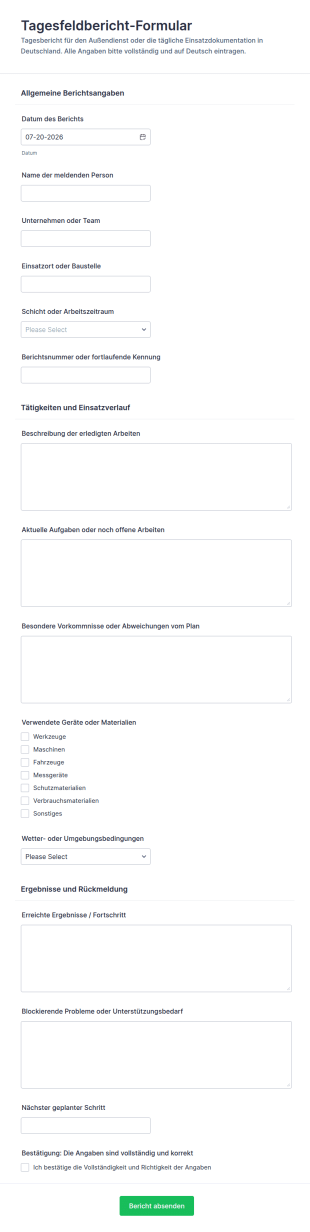 Täglicher Einsatzbericht