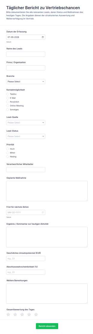 Täglicher Leads Report Formular
