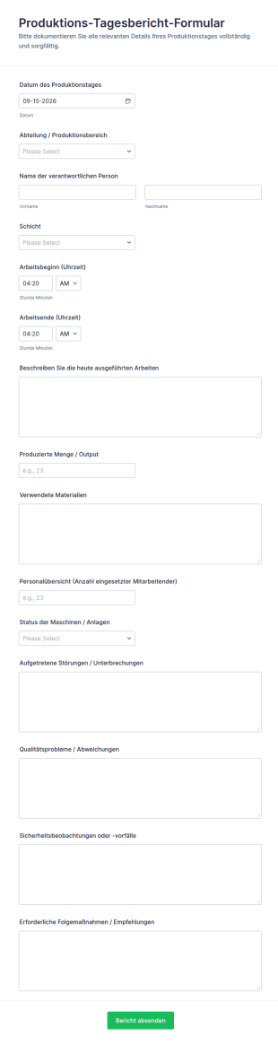 Täglicher Produktionsbericht
