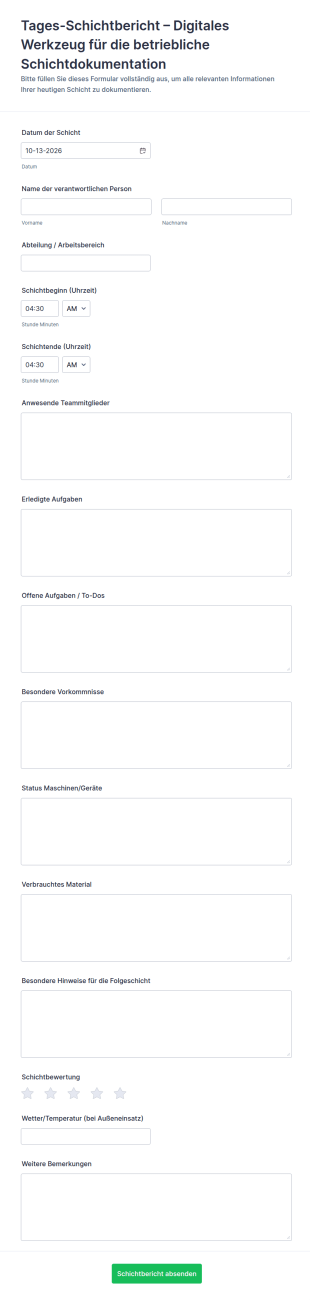 Täglicher Schichtbericht
