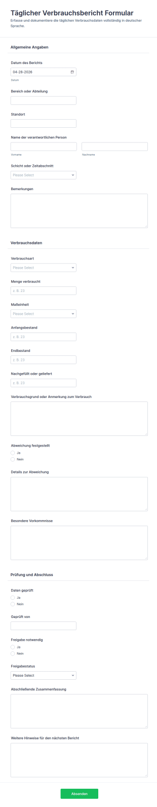 Täglicher Verbrauchsbericht Umfrage
