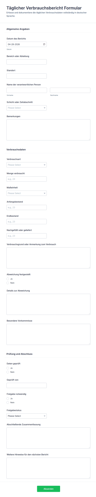 Täglicher Verbrauchsbericht Umfrage