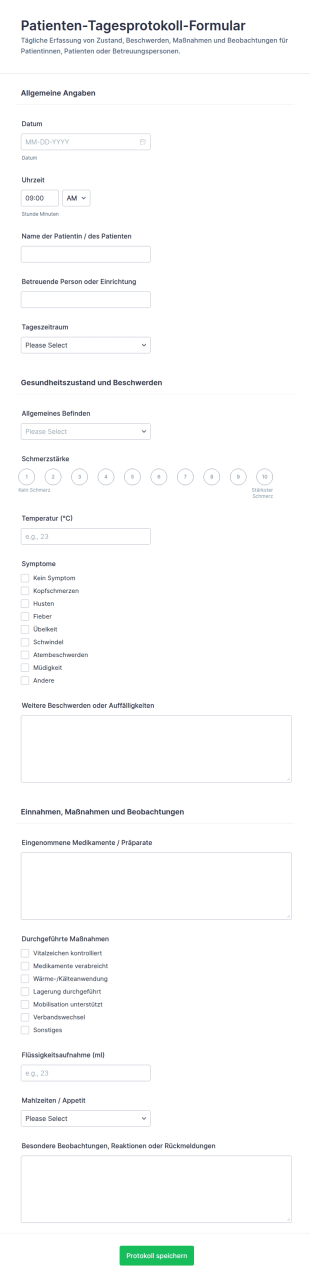 Tägliches Patientenprotokoll Formular