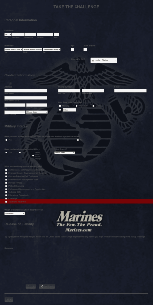 Take The Challenge Form Template