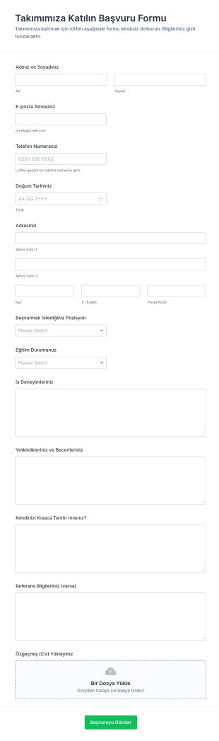 Takımımıza Katılın Başvuru Form Şablonu