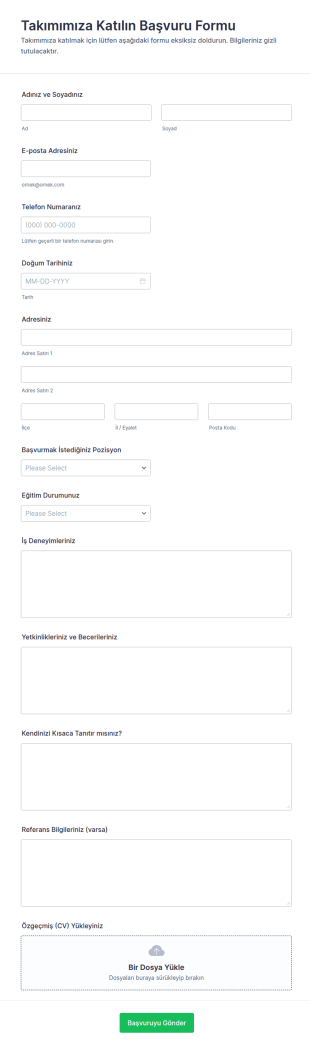 Takımımıza Katılın Başvuru Form Şablonu