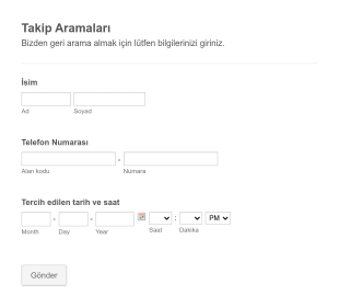 Takip Aramaları Form Template