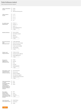 Taksi Değerlendirme Anketi Form Şablonu