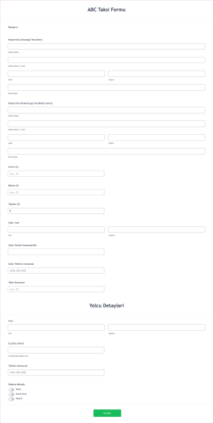 Taksi Formu Olusturun Form Template