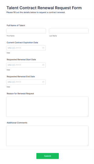 Talent Contract Renewal Request Form Template