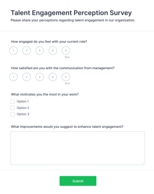 Talent Engagement Perception Survey Form Template