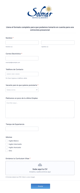 Talento Solmar Form Template